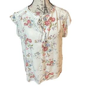 Buffalo David Bitton White Floral Blouse